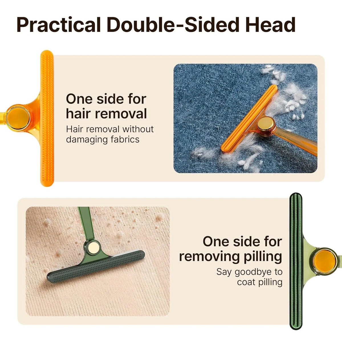 Manual fabric shaver for removing pilling from wool coats and sweaters, AS+TPE construction, 12x14.5x1.5cm, in green colour