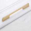 Gold single hole cabinet handle with T-shape design showing hole spacing options