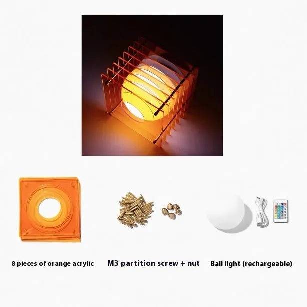 DIY acrylic moon light lamp with remote control, 16 colour options, rechargeable, LED ambience light
