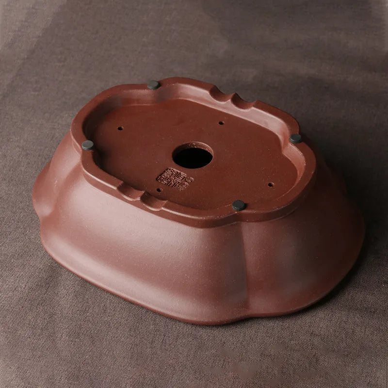 Handmade classical Chinese style purple clay bonsai basin or planter