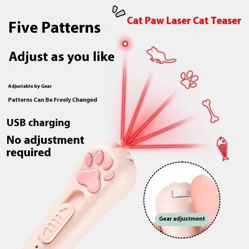Cat charging pen light toy with feather attachment in cream white, pink, or sky blue colour