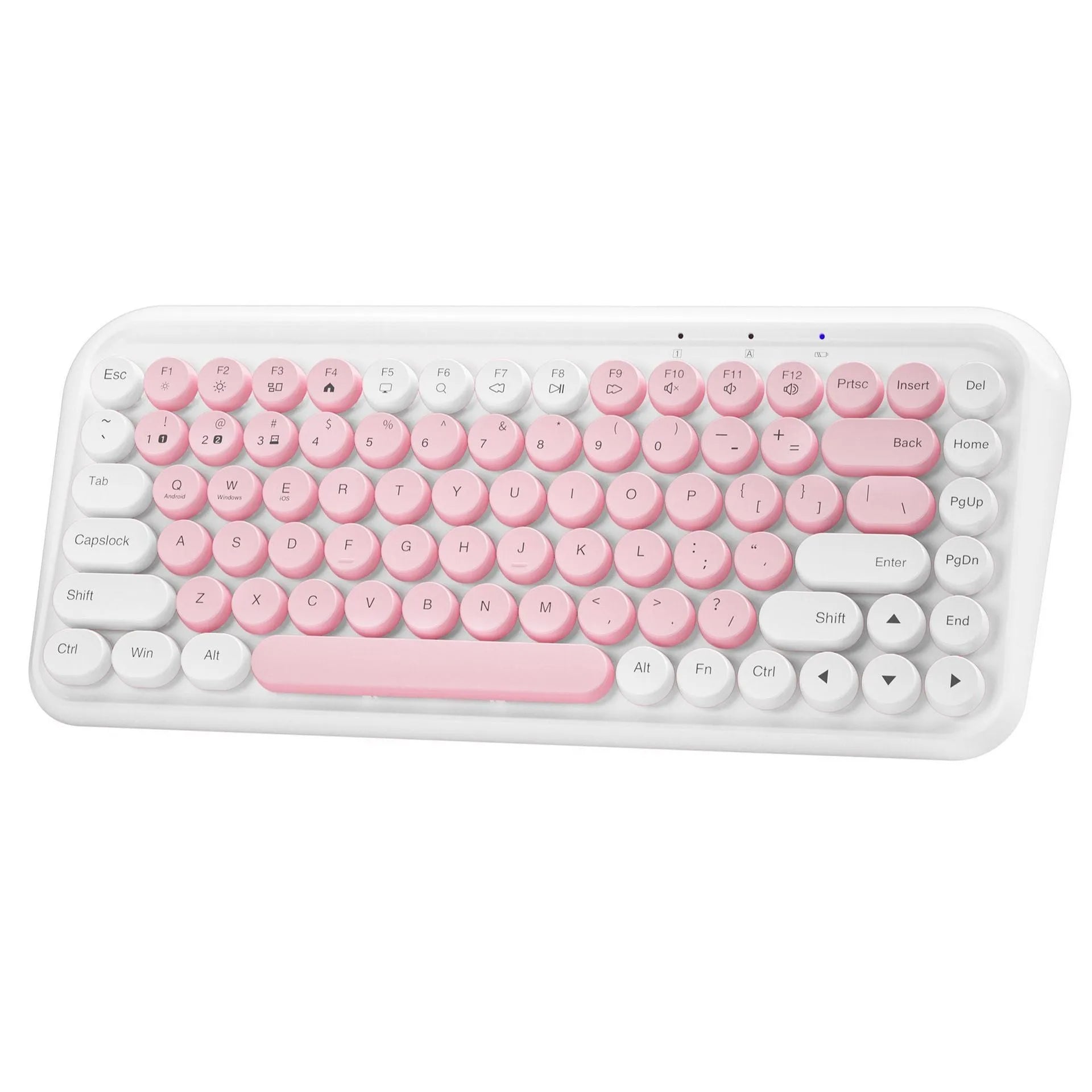 Pink dual-mode Bluetooth keyboard with 84 keys and quiet mechanical switches
