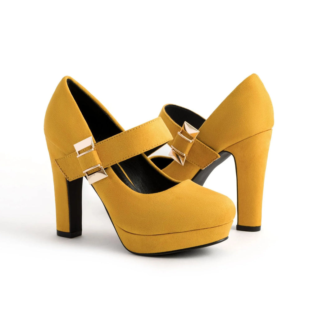 Women's platform chunky heel sandals with 6-8cm heel, PU cloth upper, rubber sole, in blue, black, or rose red