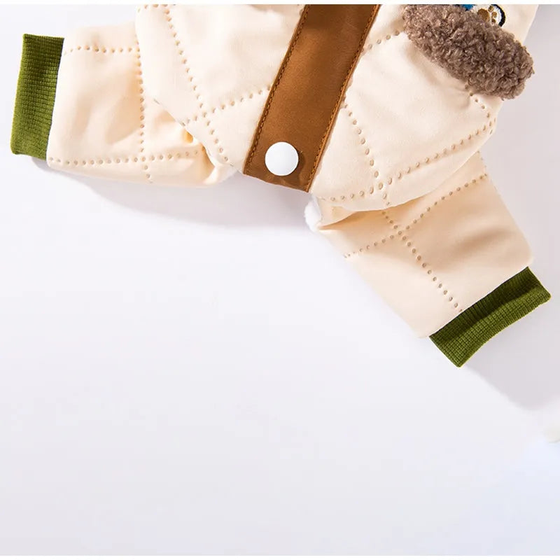 Warm thick Maillard four-legged cotton pet coat for small dogs and cats in green