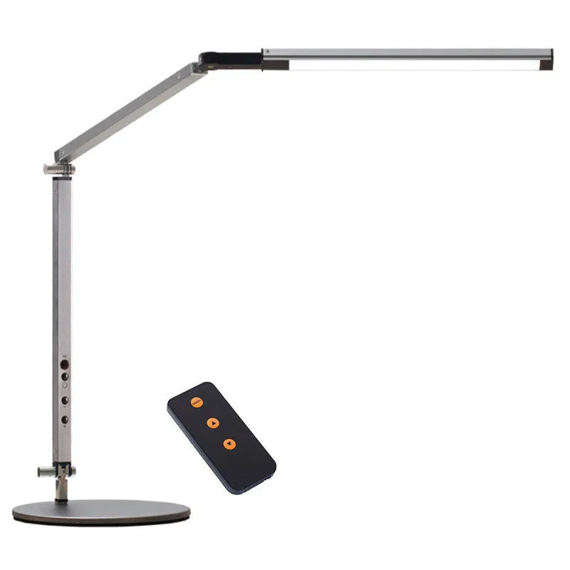Aluminium clip-on LED desk lamp with remote control in black, silver, blue, or gold finish