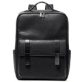 Men's black genuine leather computer backpack with 36-55 litre capacity and business styling