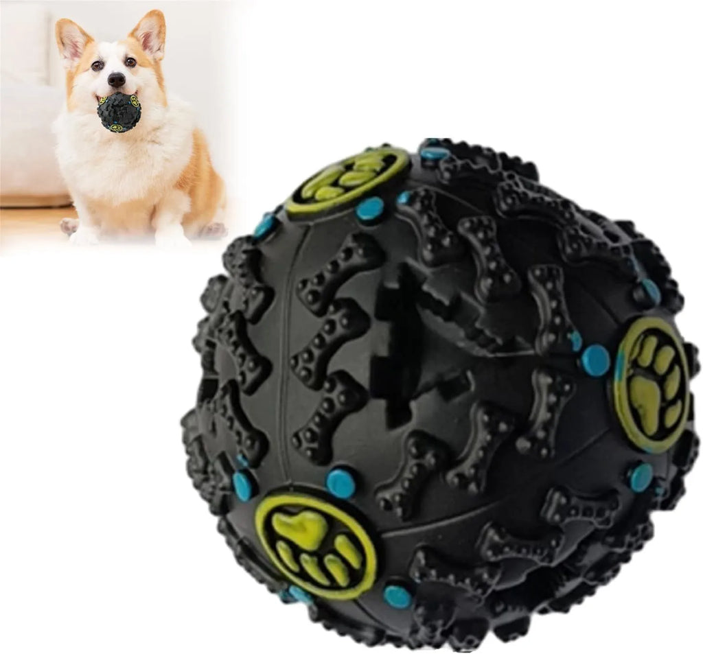 Interactive wiggly giggle dog toy – bite resistant TPU ball with meteorite bumps, available in 3 sizes (75mm, 90mm, 120mm)