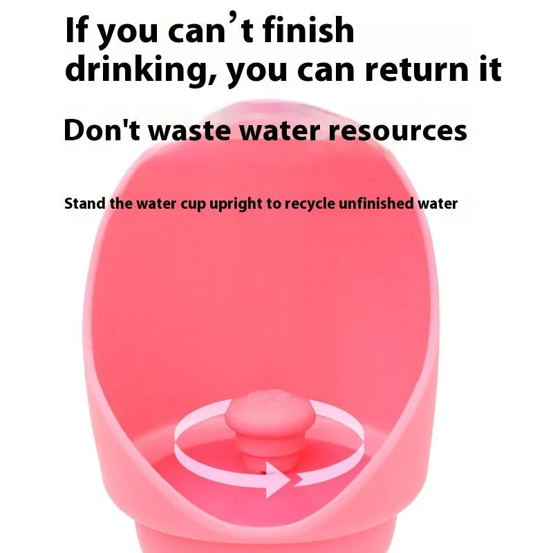 Silicone pet folding water cup shown in open and collapsed states, in assorted colours.