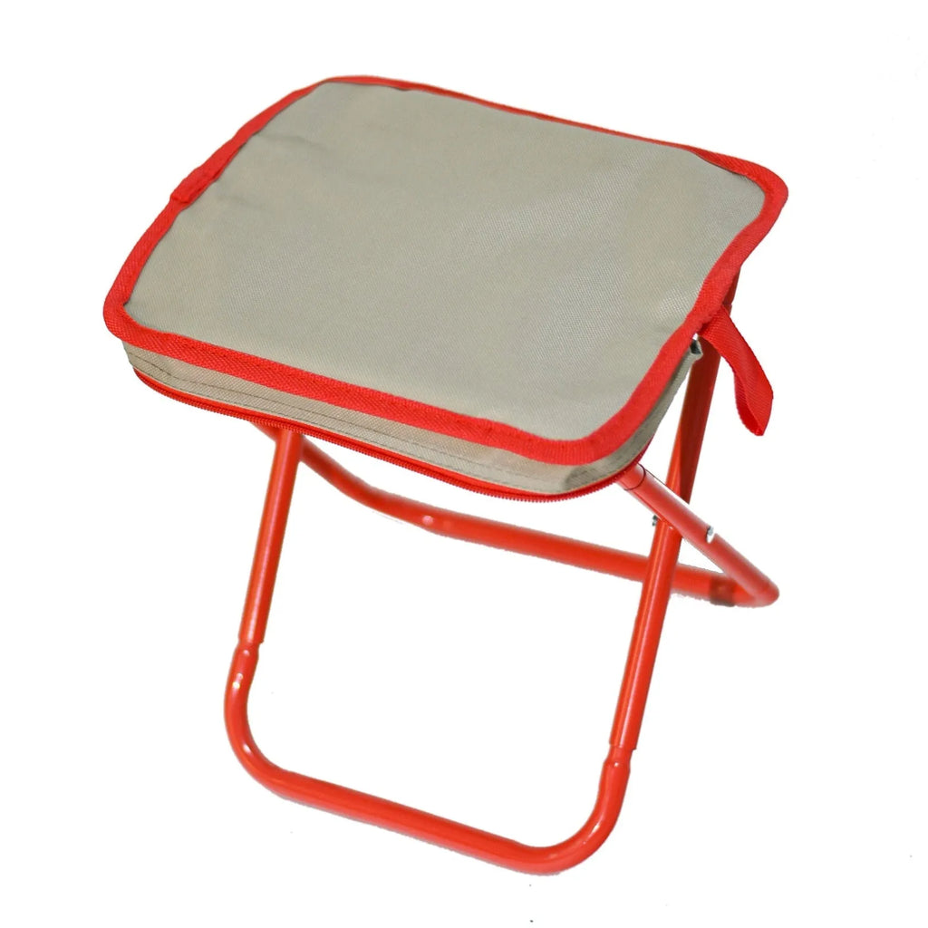 Outdoor foldable camp chair stool in Oxford cloth showing pencil box stool design and colour options