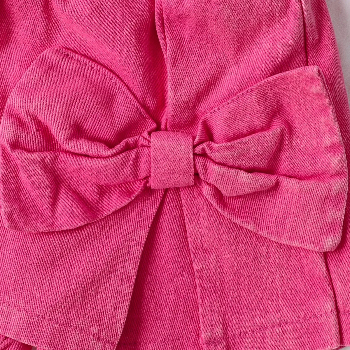 Cotton bow print sling summer suit for girls in blue with matching shorts, pullover style