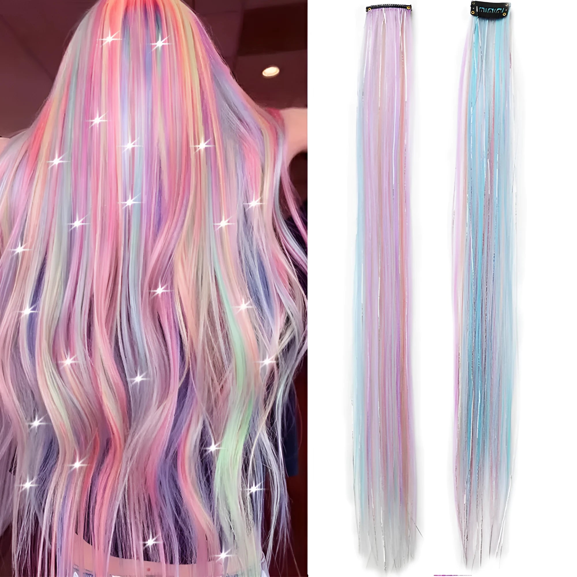 Purple blue colour gradient seamless high temperature fibre wig for women