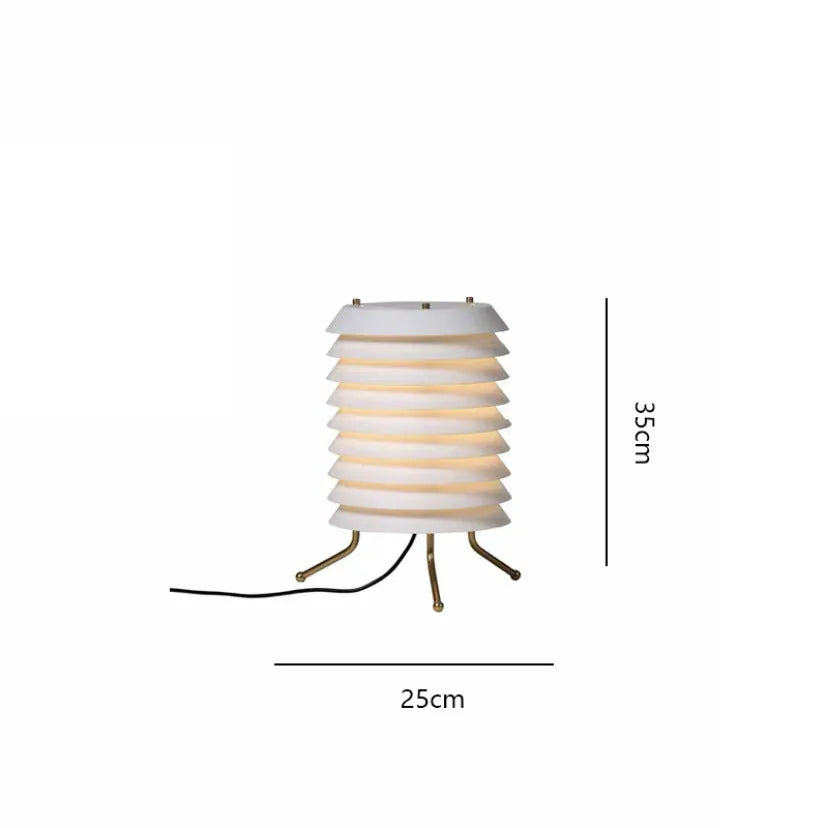 Nordic wrought iron bedside lamp with layered platinum finish, 250x350mm, on a wooden nightstand