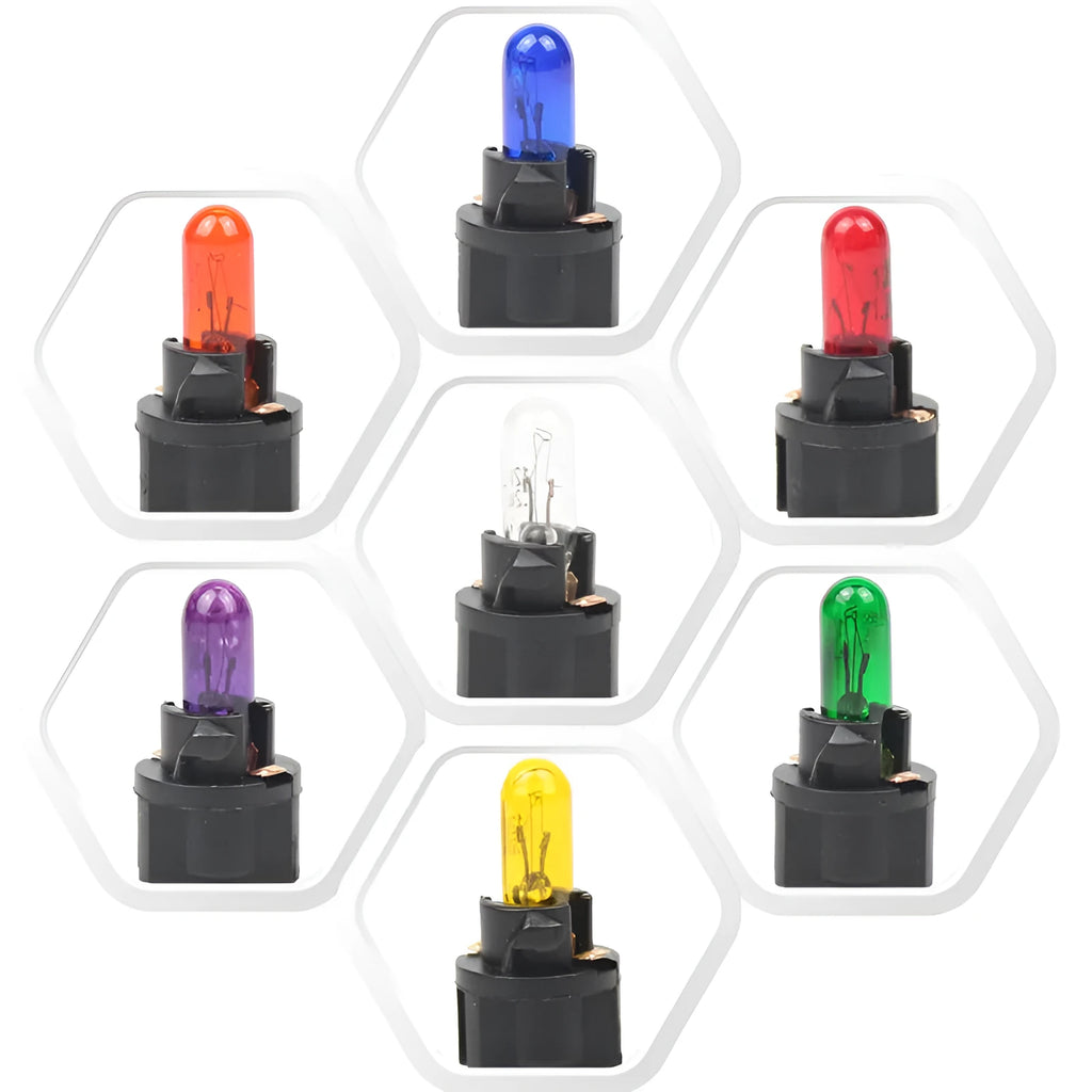 T5 car bubble meter indicator light in amber, blue, green, purple, red and yellow colour options