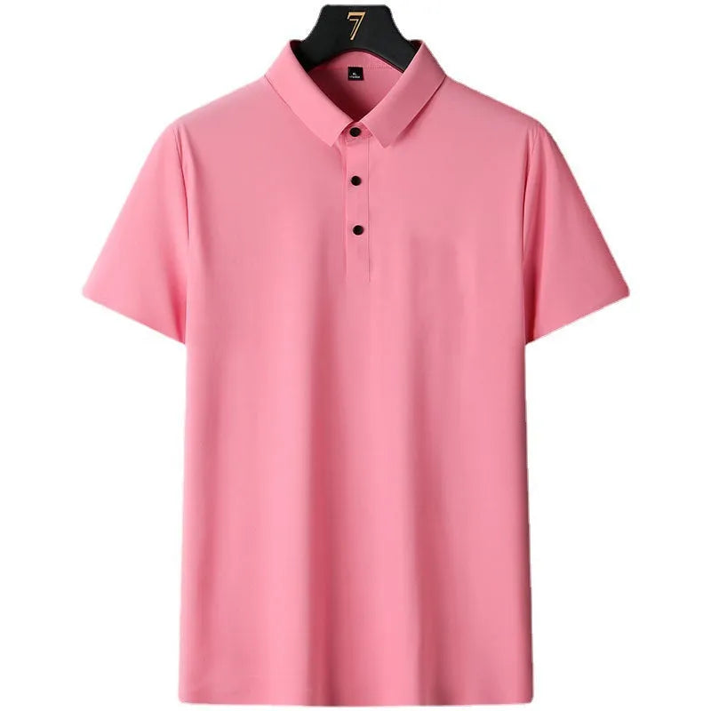 Man wearing a solid colour non-ironing short sleeve business casual shirt