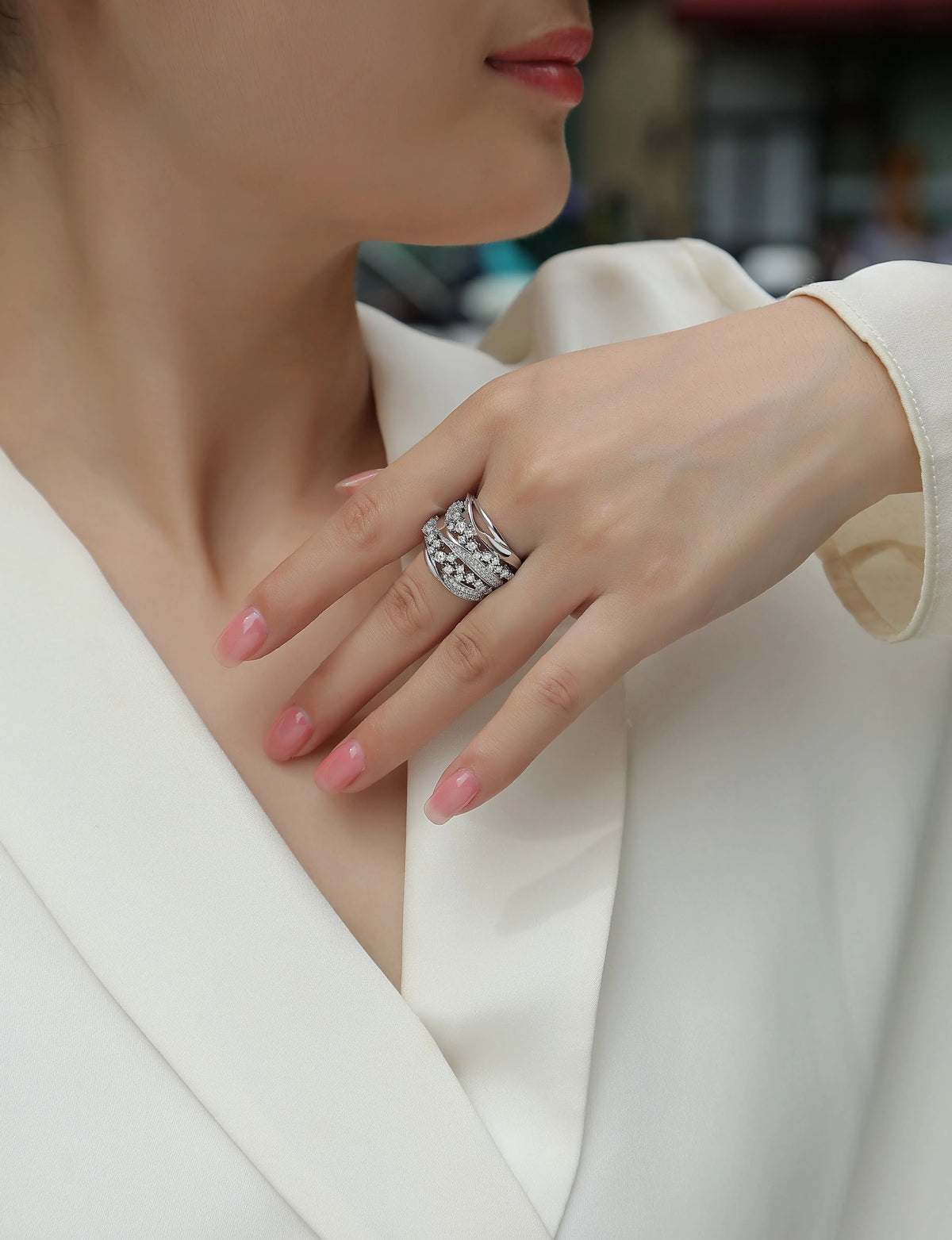 S925 silver platinum-plated moissanite wedding ring set in sizes 5 to 9 with gift box and GRA certificate