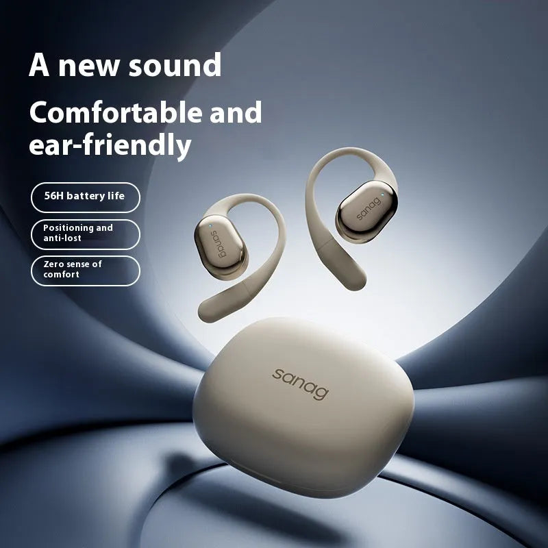 Wireless long endurance sports Bluetooth headset in black plastic with ear hook design