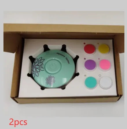 Red and green baby electric nail polisher sets with six grinding heads for newborn grooming