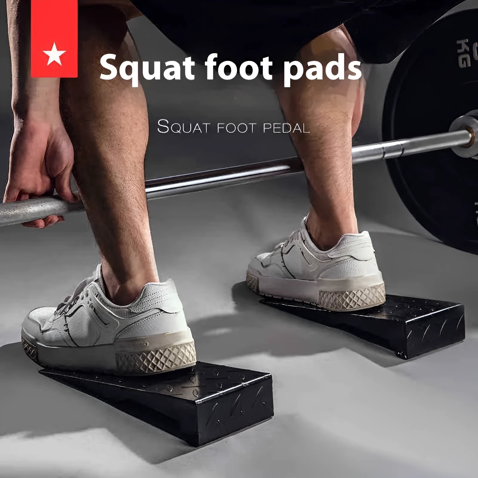 Black iron squat foot pad hard pull auxiliary force generator for fitness equipment