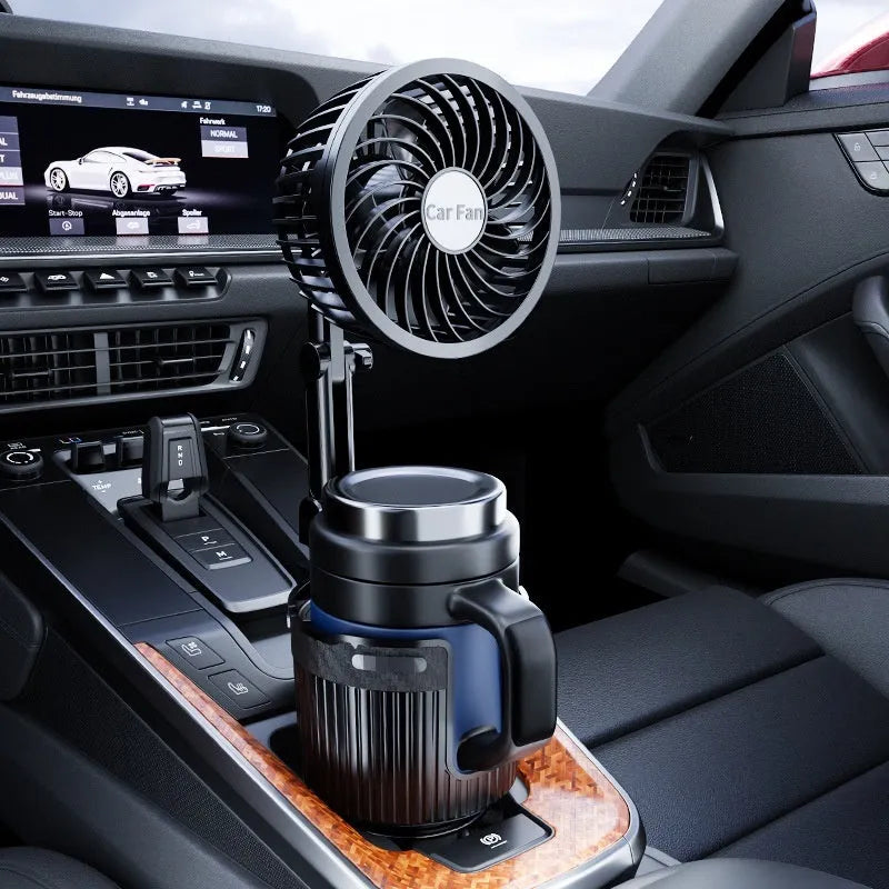 Car water cup holder fan in vehicle with 4-inch or 6-inch diameter and cigarette lighter or USB power cord