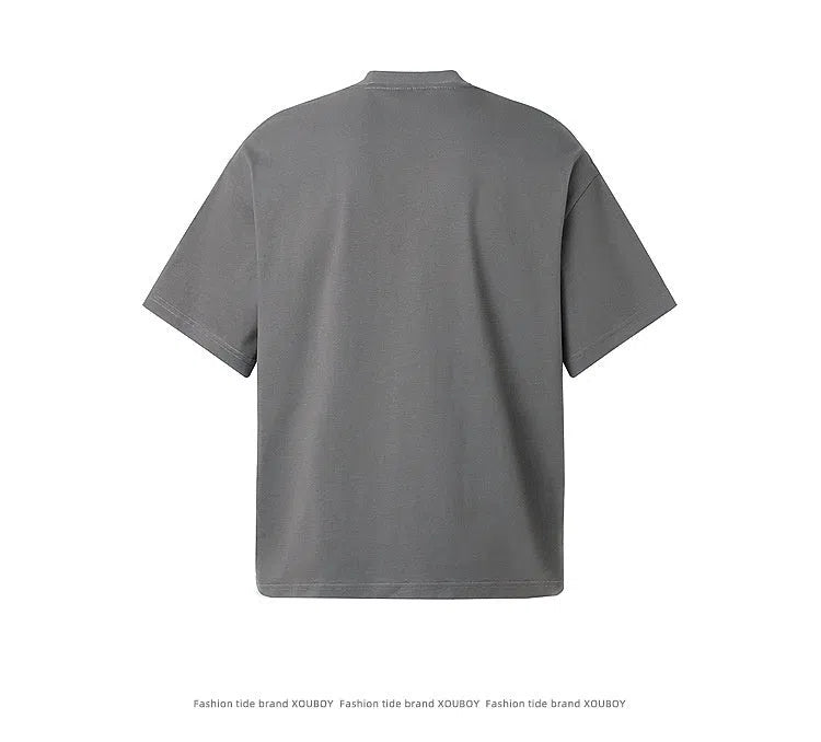 American retro graffiti letter print short sleeve t-shirt in pure cotton loose fit gray