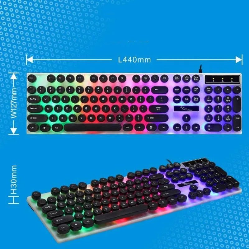 White waterproof mechanical gaming keyboard with RGB backlight and 104 keys
