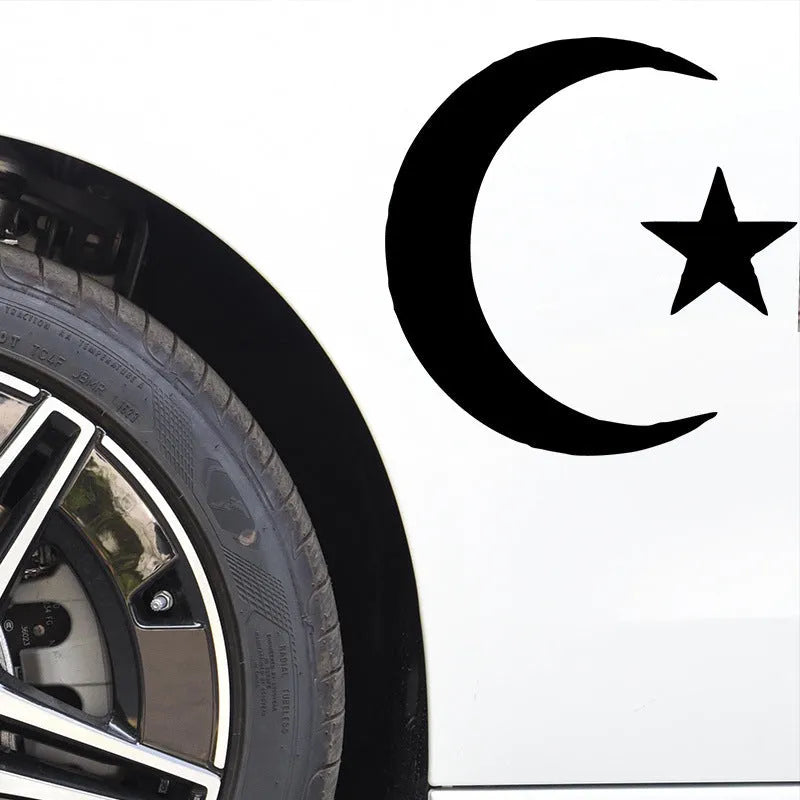 Star and moon sticker sheet in black or white, 15x15cm, for electric motorcycle, car or notebook
