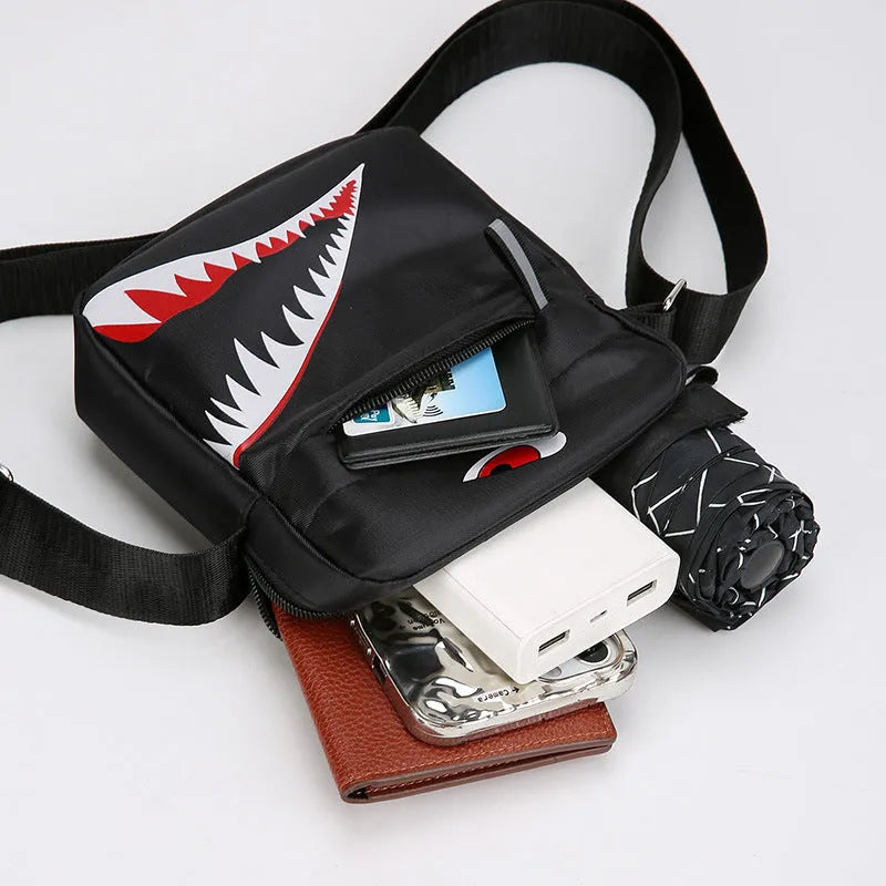 Men's small Oxford cloth crossbody bag with animal print pattern in three colour options