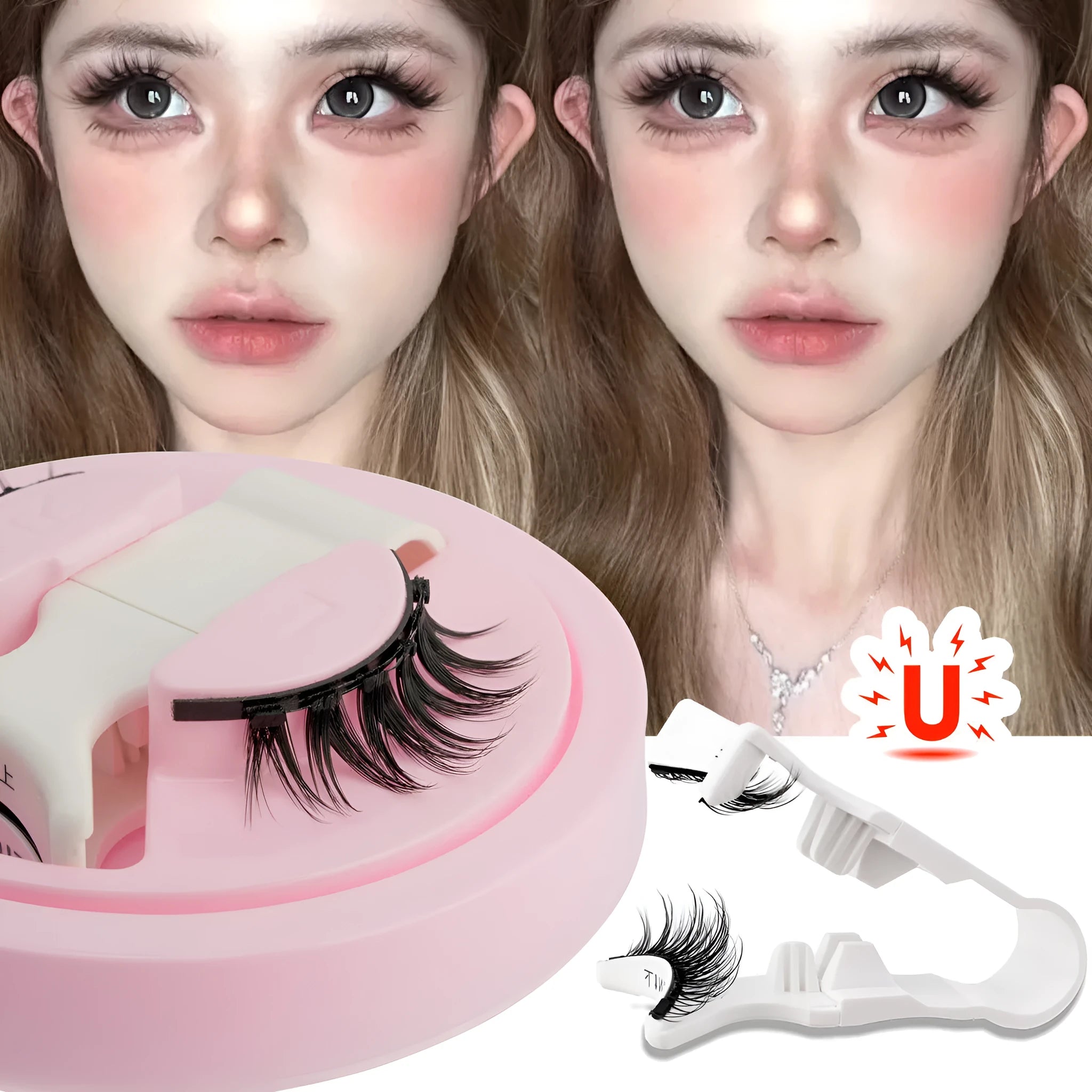 Reusable waterproof false eyelashes set with glue-free band in styles LZ03, LZ04, LZ05, LZ08, LZ14.