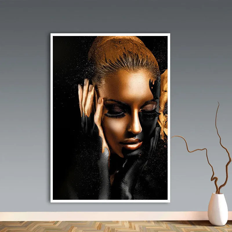 Frameless canvas wall painting with still life African woman pattern, abstract series, five sizes from 20x30cm to 60x80cm