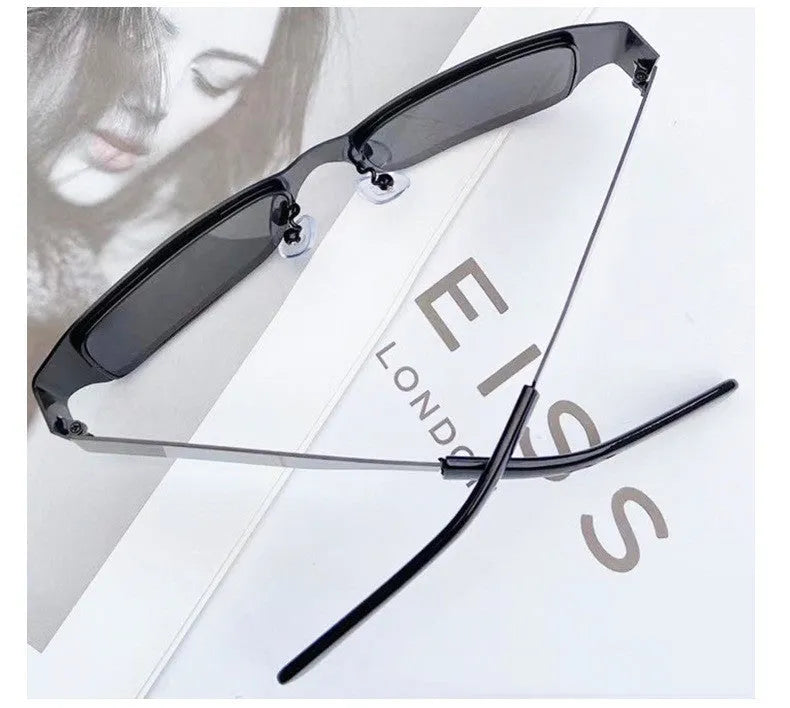 Men's metal square glasses with UV400 protection PC lens black frame gray film
