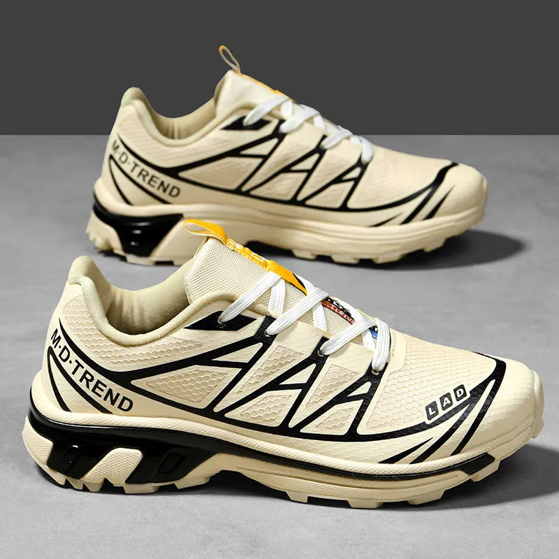 Men's and women's low-top round toe hiking shoes in artificial leather with a lace-up front.