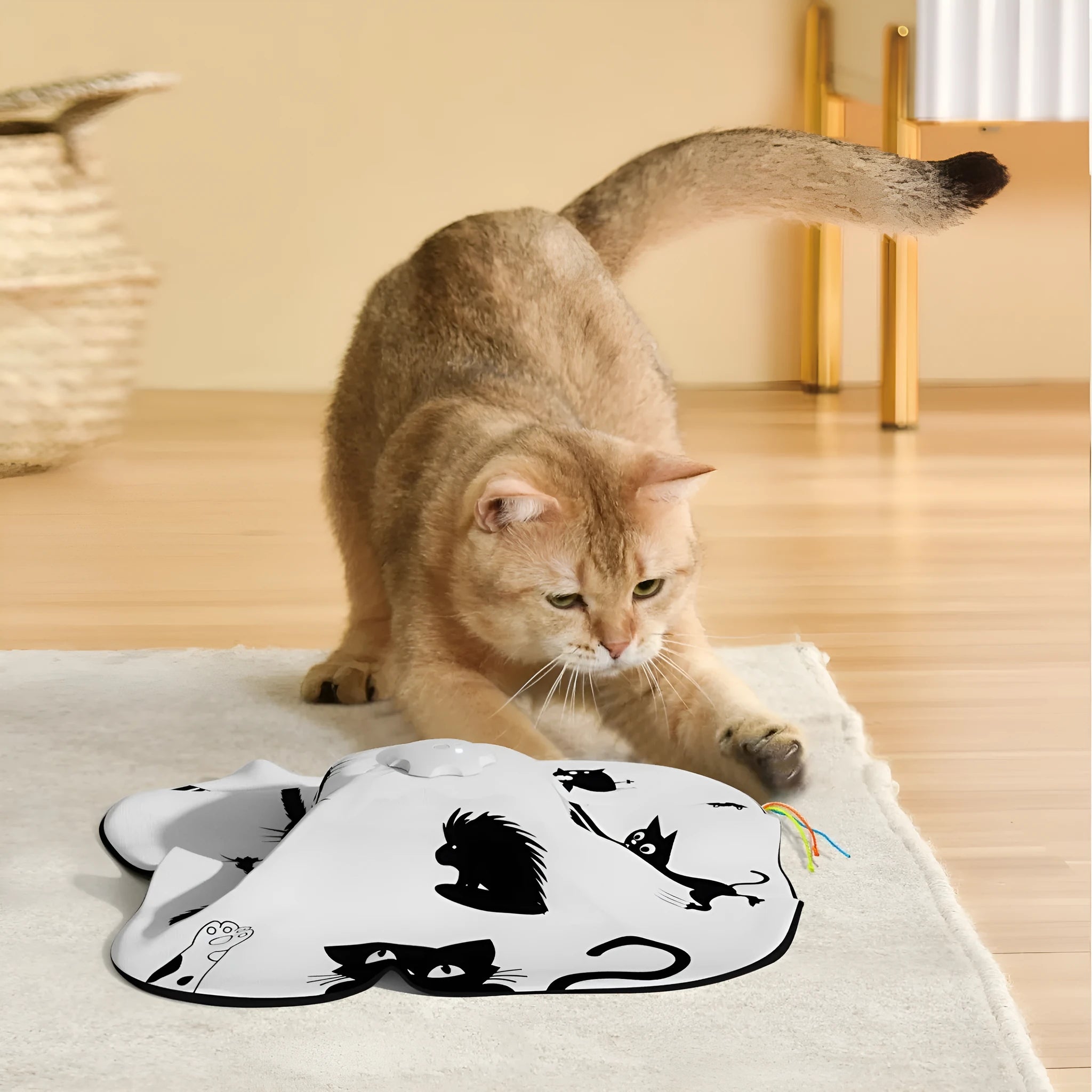 Plastic cat self-play relief teaser toy with picture colour pattern
