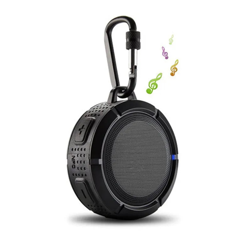 Bluetooth audio waterproof card portable sports speaker in black, 84x50mm, USB rechargeable