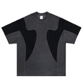 American Patchwork retro distressed men's grey cotton T-shirt with contrast letter print