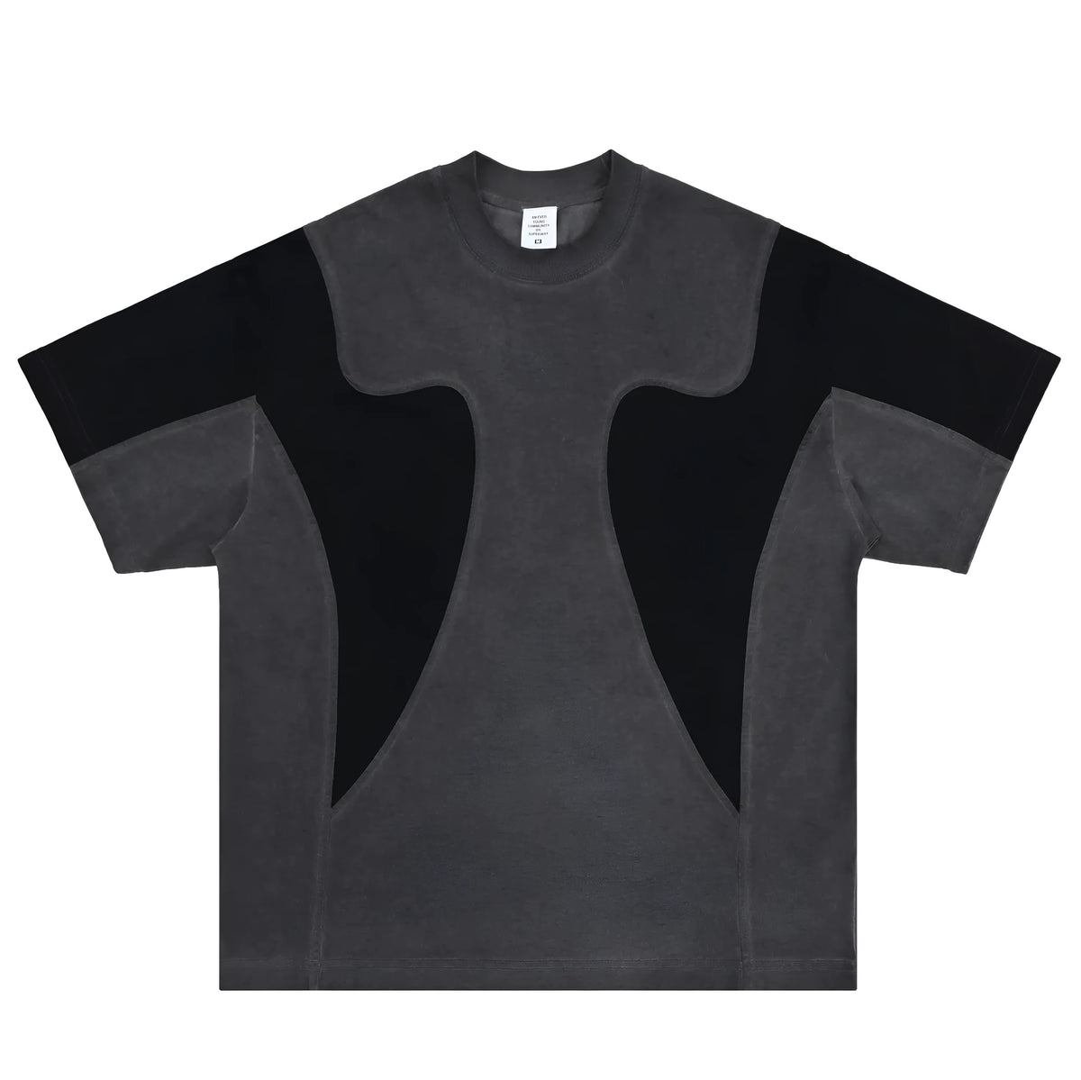 American Patchwork retro distressed men's grey cotton T-shirt with contrast letter print
