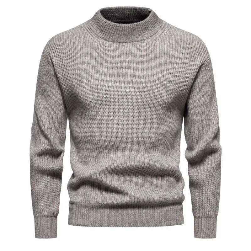Men's casual knitted slim fit sweater in dark grey, blue or light brown, sizes M to XXXL