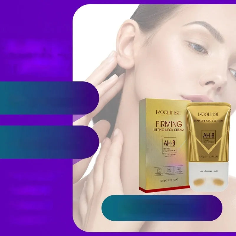 Medium sample size neck moisturising cream for dry skin types in cosmetic packaging