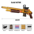 Sliding loaded throw shell soft elastic toy model 48cm plastic with two magazines and soft bullets Laifu Brown
