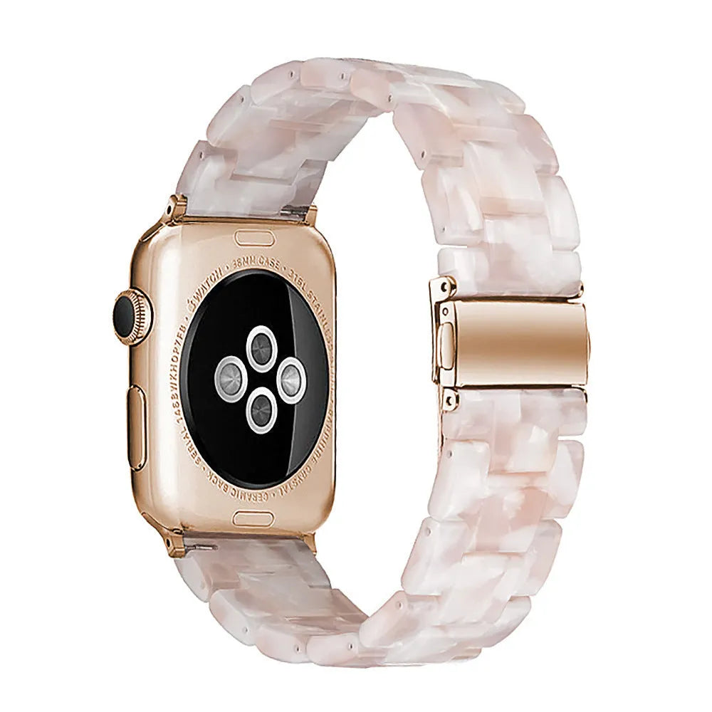 Slim resin watch strap in Army Green for Apple Watch 38-45mm with silver buckle