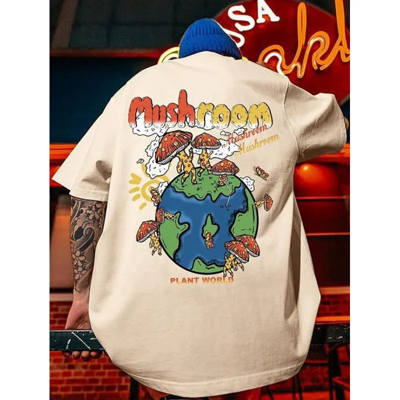 Men's printed street style short-sleeved t-shirt with digital pattern on polyester fabric