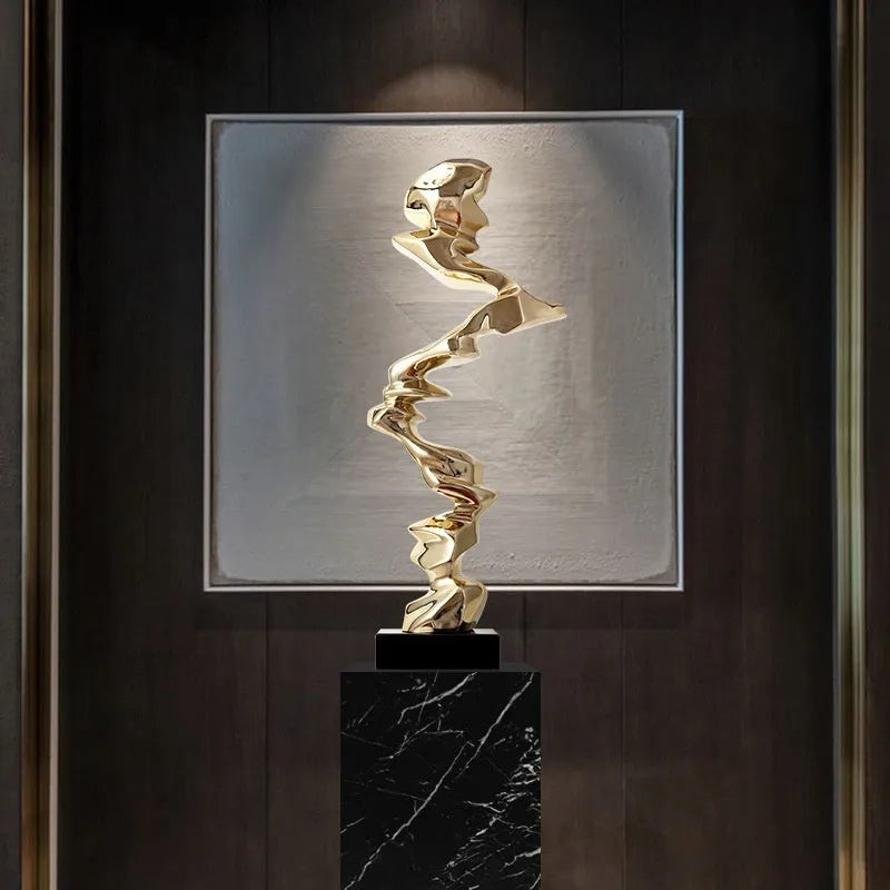 Abstract still life sculpture ornament in modern minimalist style with plastic and natural resin construction
