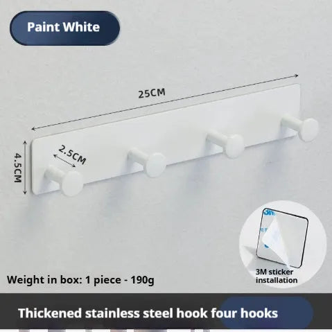 Screwless iron mushroom-style wall hook with multiple rows, shown with double-sided adhesive tape for punch-free installation.