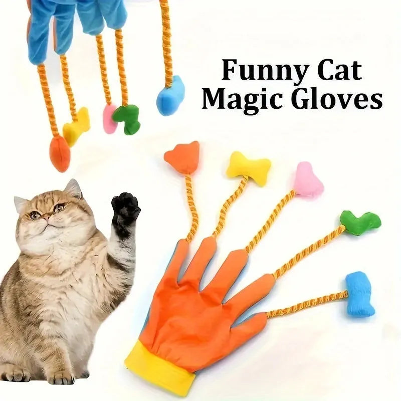 Yellow-blue plush cat toy with bell and trailer measuring 40cm by 11cm