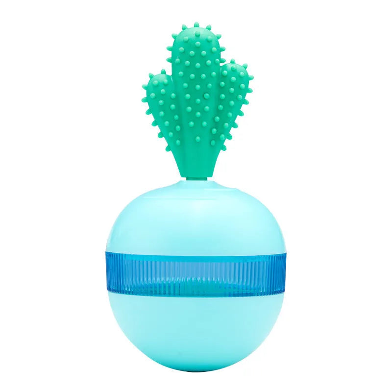 Blue durable rubber treat dispensing tumbler ball toy for medium large dogs
