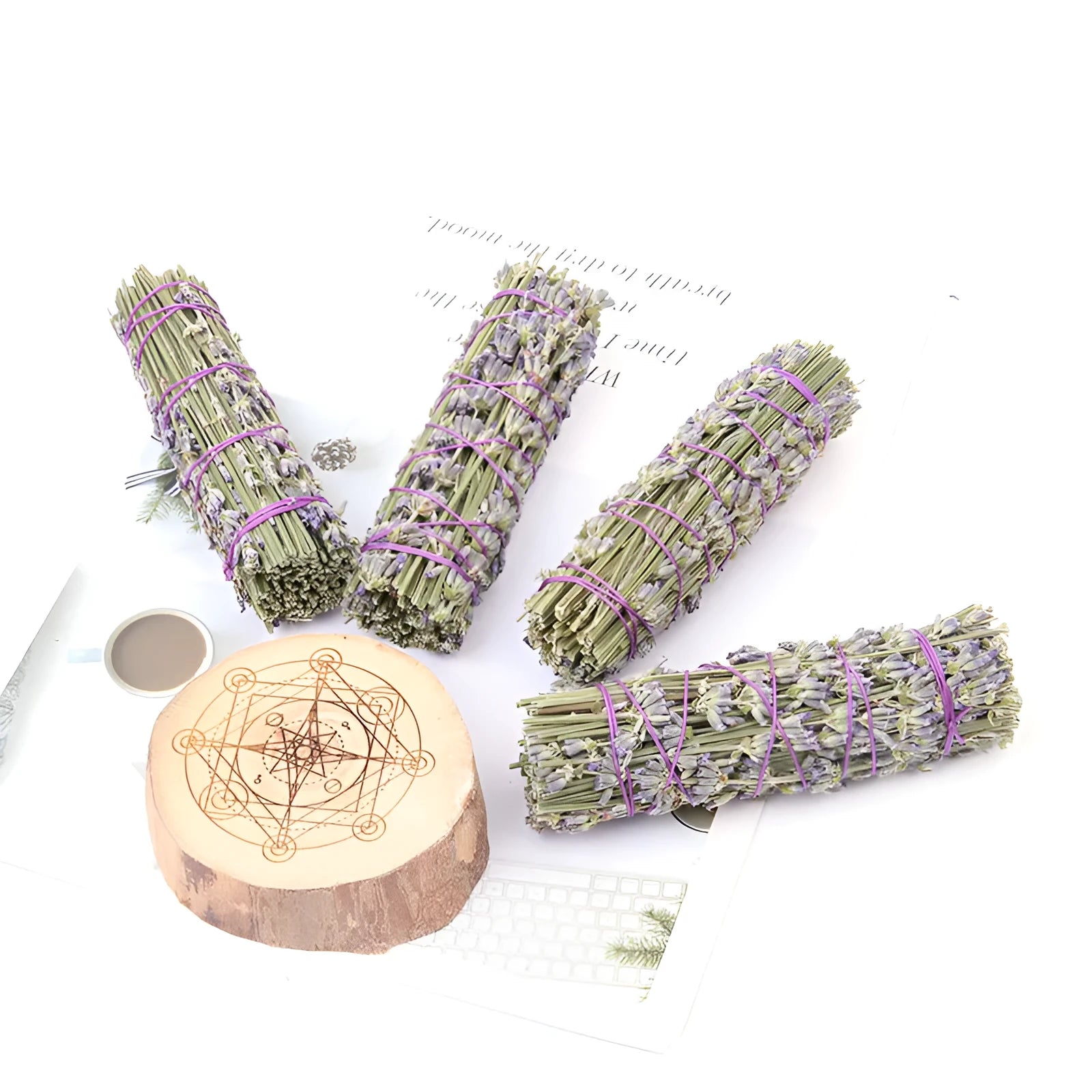 Natural dried lavender aromatherapy fragrance stick measuring about 4 inches long.