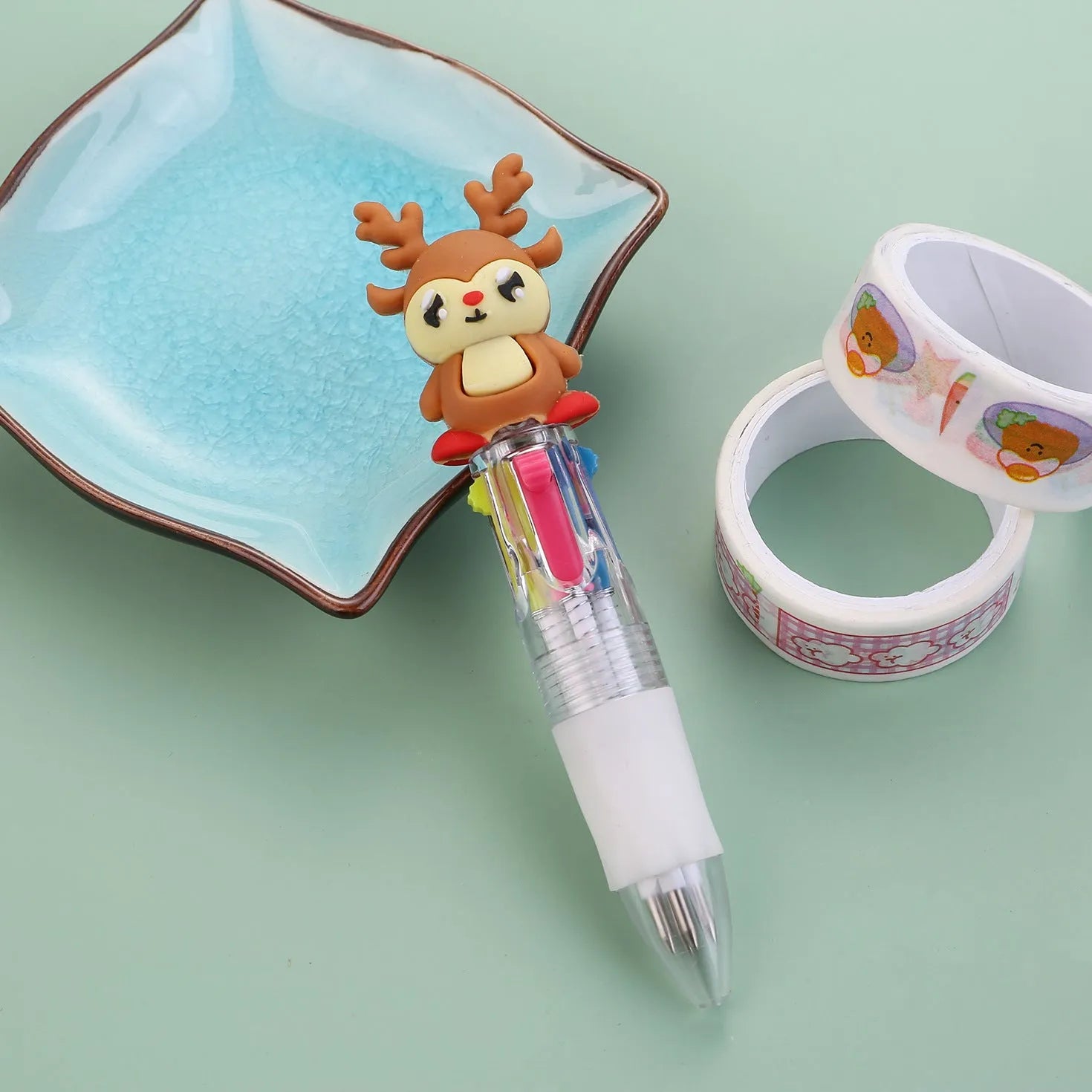11cm Christmas four-colour ballpoint pen with press button and festive designs