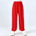 Children's black high elasticity Sanda martial arts practice pants made from Lycra.