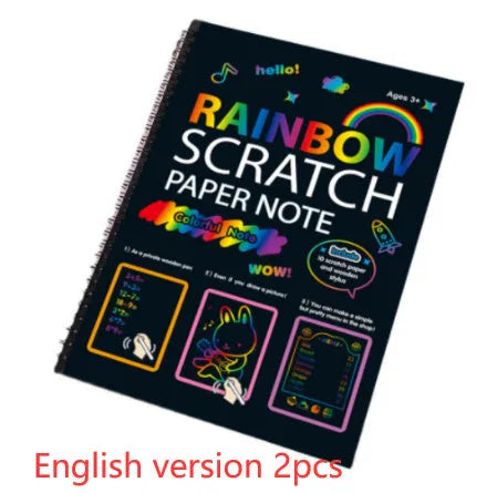 Children's colourful puzzle scraping painting paper showing large 26x19 scratch art sheet for DIY creative projects