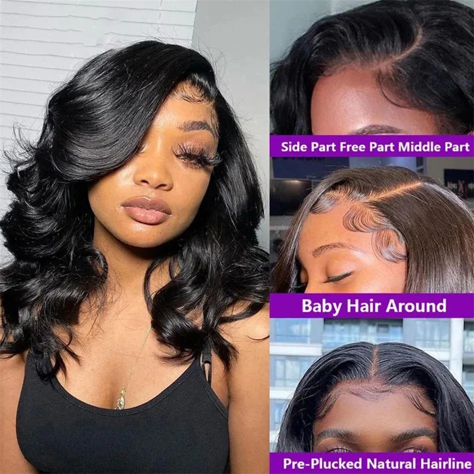 Black short curly wig with transparent lace forehead, high temperature fibre, available in 8 to 16 inch lengths