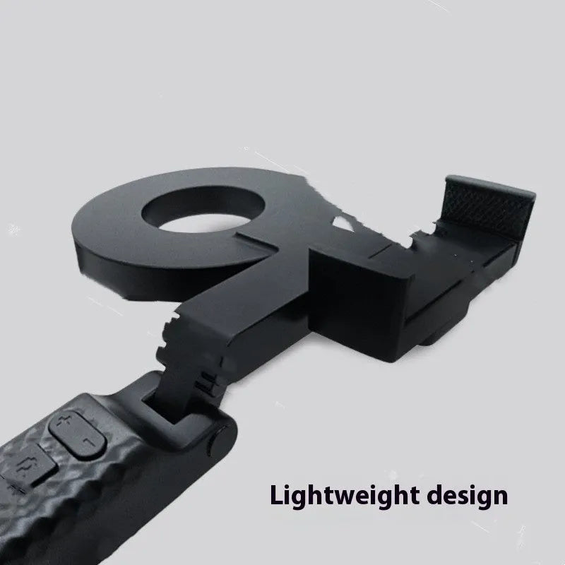 Black handheld LED fill light for mobile phone photography showing portable design